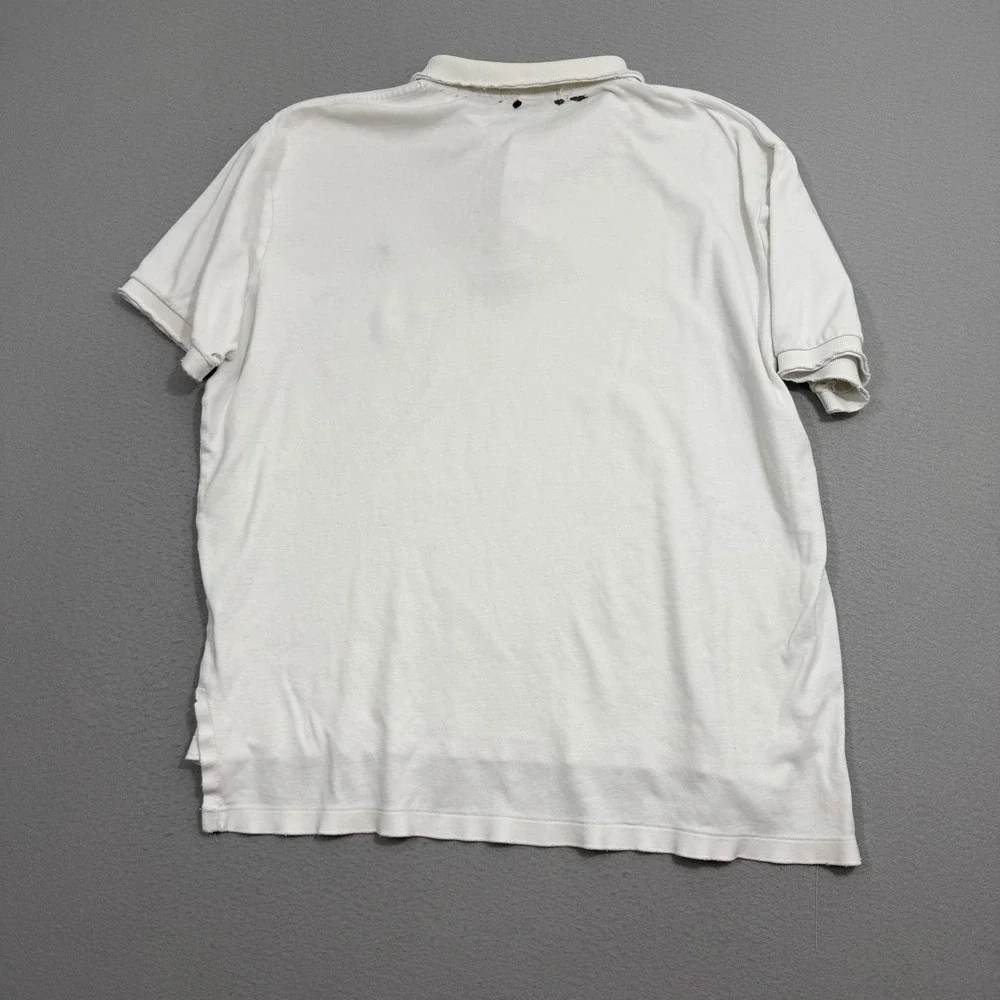 Vintage Polo Ralph Lauren Polo XL White Polo Shirt Distressed Grunge Preppy 90s